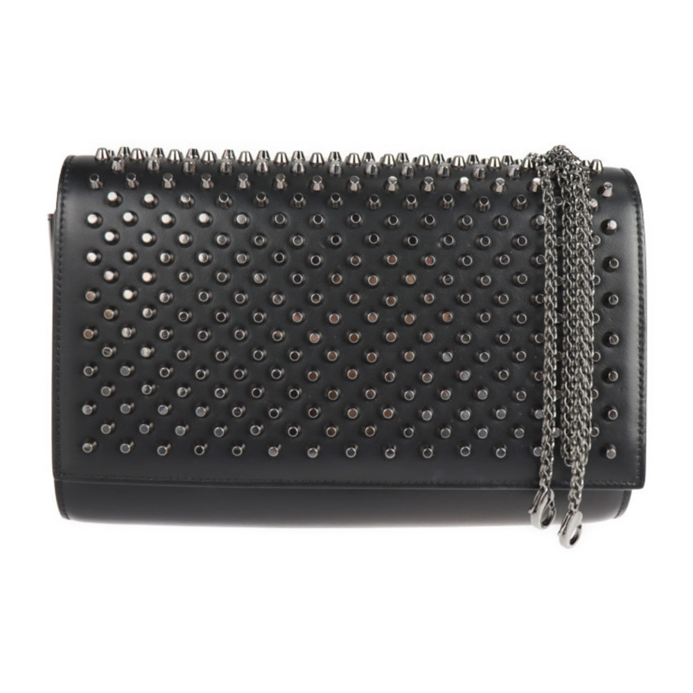 Christian Louboutin Paloma Clutch Shoulder Bag Leather Black
